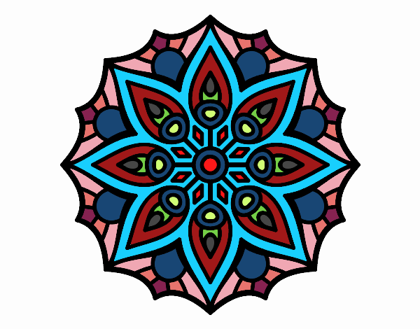 Coloring page Mandala simple symmetry  painted byTegan 