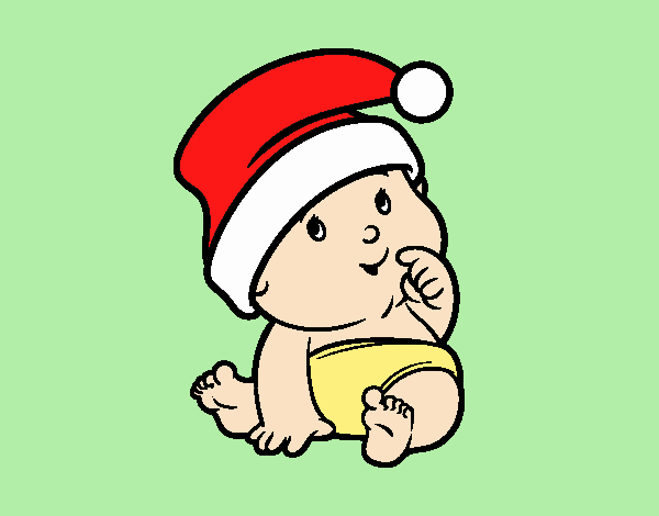 Coloring page Baby with Santa Claus Hat painted byLornaAnia