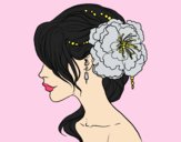 Coloring page Flower wedding hairstyle painted byLornaAnia