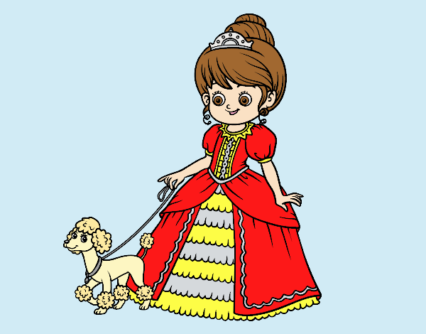 Coloring page Princess with puppy painted byLornaAnia