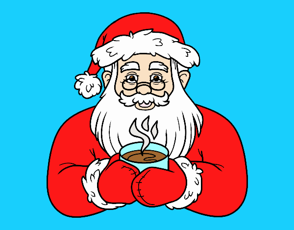Coloring page Santa Claus with coffee cup painted byLornaAnia