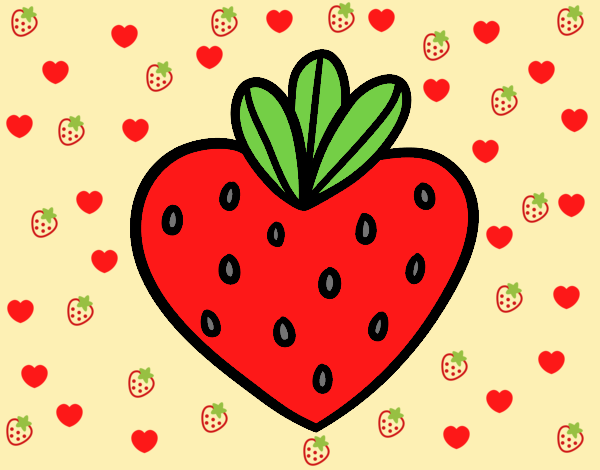 Coloring page Strawberry heart painted byLornaAnia