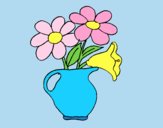Coloring page Vase with daisies painted byLornaAnia