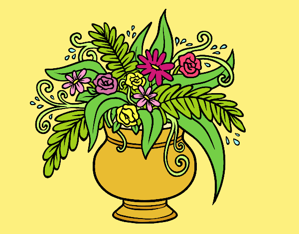 Coloring page A vase with flowers painted byLornaAnia