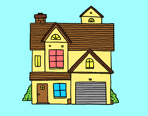 Coloring page American family house painted byLornaAnia