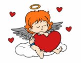 Coloring page Cupid with with heart painted bylisa2018