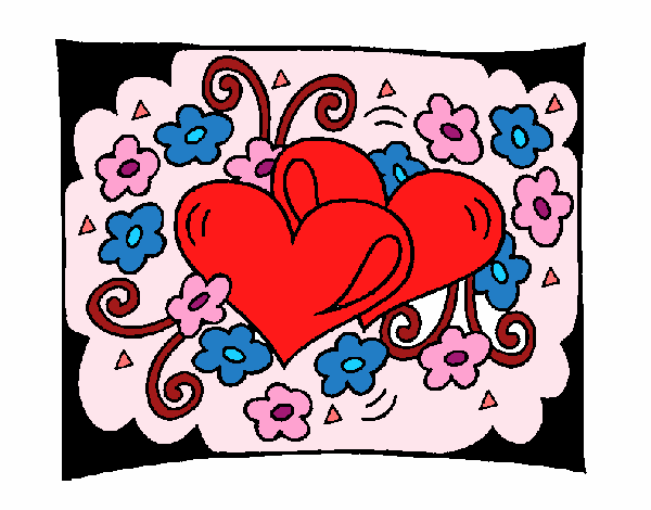 Coloring page Hearts and flowers painted bylisa2018