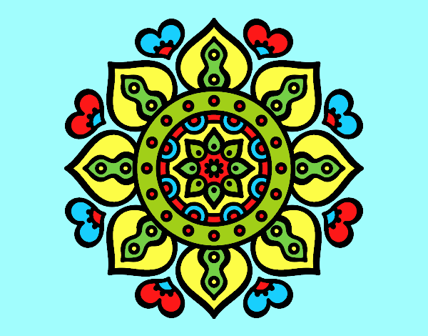 Coloring page Mandala arabic hearts painted byLornaAnia