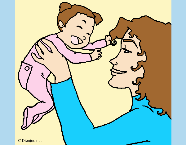 Coloring page Mother and daughter  painted byLornaAnia