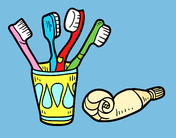Coloring page Toothbrushes and toothpaste painted byLornaAnia