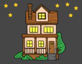 Coloring page Two-story house with attic painted byLornaAnia