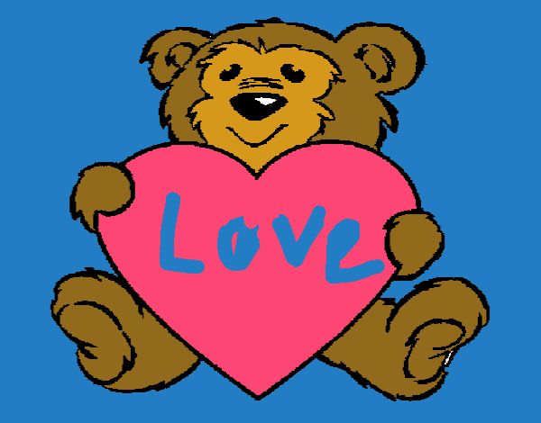 Coloring page Bear in love painted bysamg