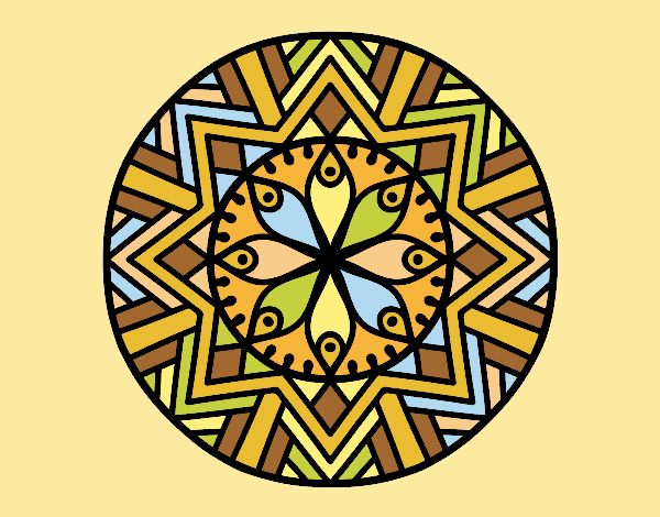 Coloring page Mandala bamboo flower painted byLornaAnia