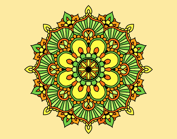 Coloring page Mandala floral flash painted byLornaAnia