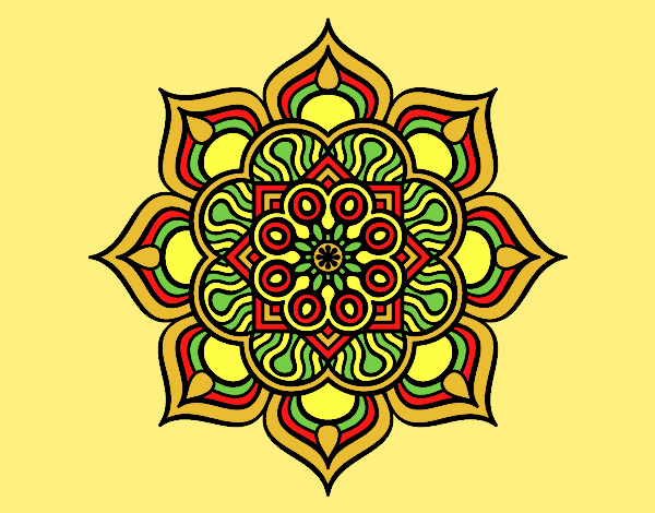 Coloring page Mandala flower of fire painted byLornaAnia