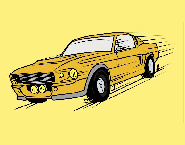 Coloring page Mustang retro style painted byLornaAnia