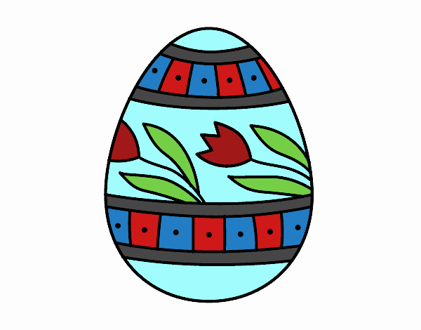 Easter egg with tulips
