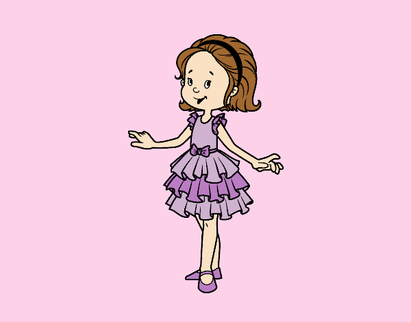 Coloring page Girl with party dress painted byLornaAnia