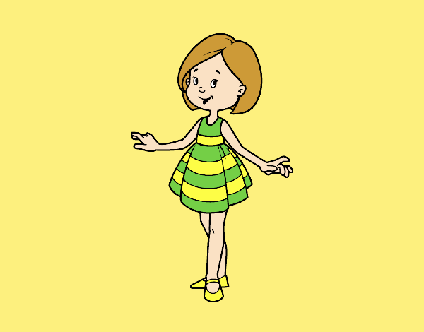 Coloring page Girl with short dress painted byLornaAnia