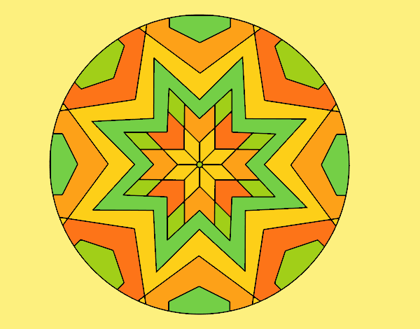 Coloring page Mandala star mosaic painted byLornaAnia