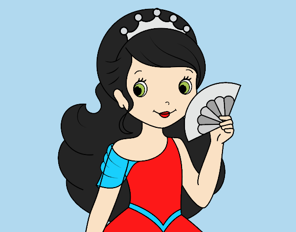 Coloring page Princess and Hand fan painted byLornaAnia