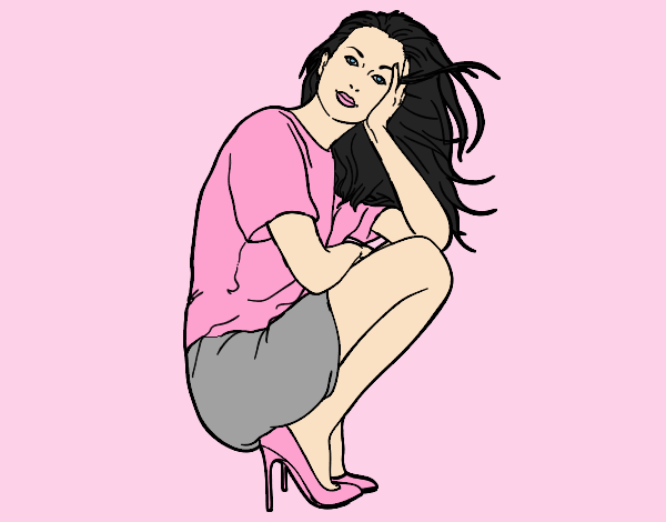Coloring page Crouching girl painted byLornaAnia