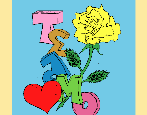 Coloring page I love you II painted byLornaAnia