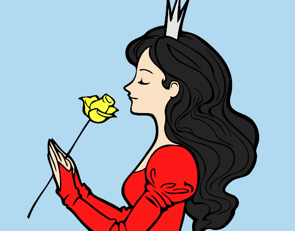 Coloring page Princess and rose painted byLornaAnia