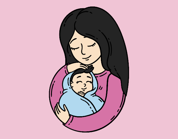 Coloring page A mother and her baby painted byLornaAnia