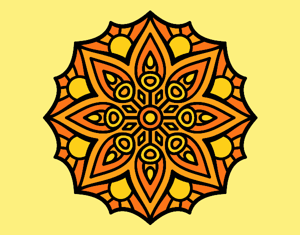 Coloring page Mandala simple symmetry  painted byLornaAnia