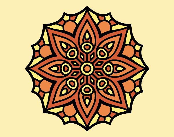 Coloring page Mandala simple symmetry  painted byLornaAnia