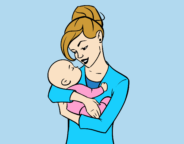Coloring page Mother rocking her baby painted byLornaAnia