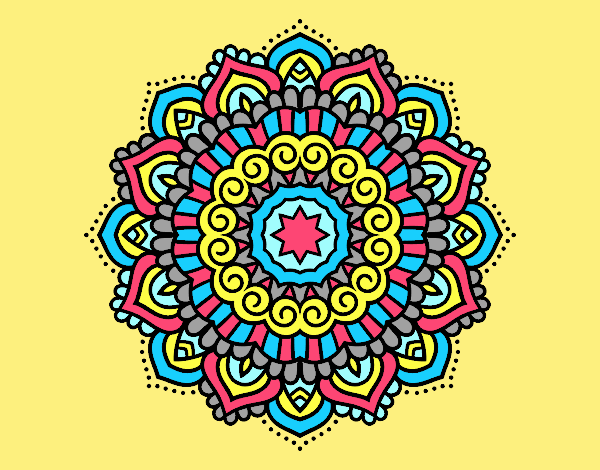Coloring page Mandala decorated star painted byLornaAnia