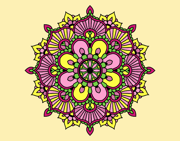 Coloring page Mandala floral flash painted byLornaAnia
