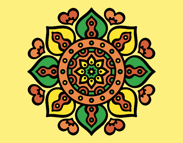 Coloring page Mandala arabic hearts painted byLornaAnia