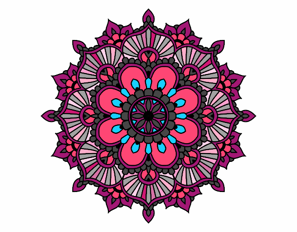Coloring page Mandala floral flash painted bySofia_EC