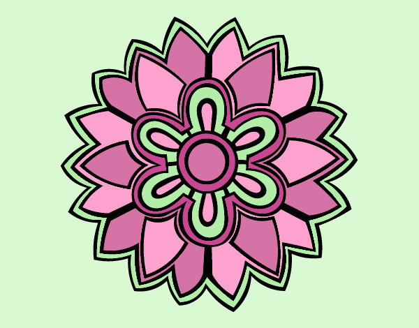 Coloring page Flower Mandala shaped weiss painted byLornaAnia
