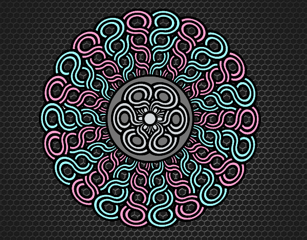 Coloring page Mandala braided painted byLornaAnia