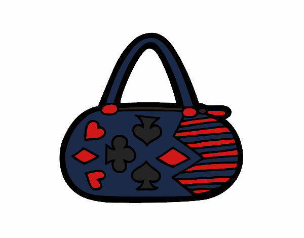 Clutch with card game motifs