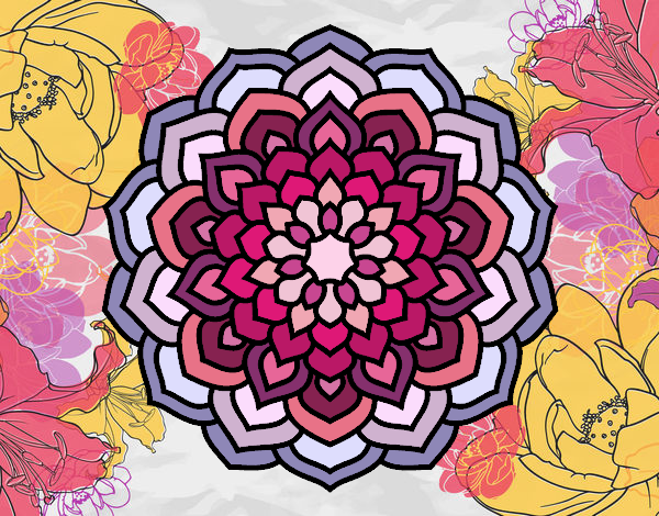 Coloring page Mandala flower petals painted byx4stacy