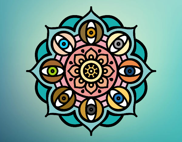 Coloring page Mandala open eyes painted byx4stacy