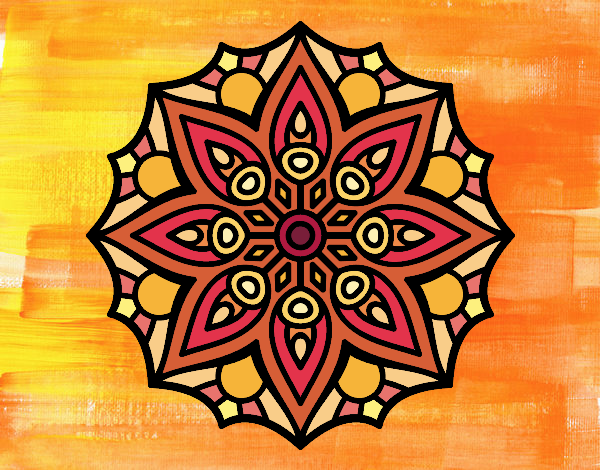 Coloring page Mandala simple symmetry  painted byx4stacy