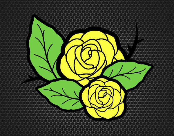 Coloring page Two roses painted byLornaAnia