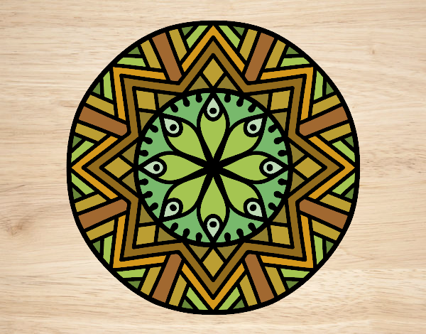 Coloring page Mandala bamboo flower painted byx4stacy