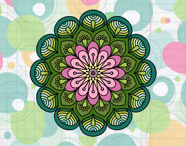 Coloring page Mandala flower and sheets painted byx4stacy