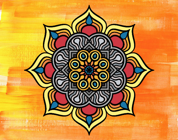 Coloring page Mandala flower of fire painted byx4stacy