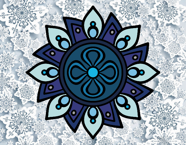 Coloring page Mandala simple flower painted byx4stacy