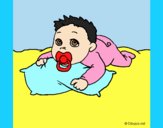 Coloring page Baby playing painted byLornaAnia