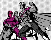 Hero and villain fighting