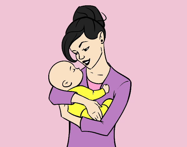 Coloring page Mother rocking her baby painted byANIA2